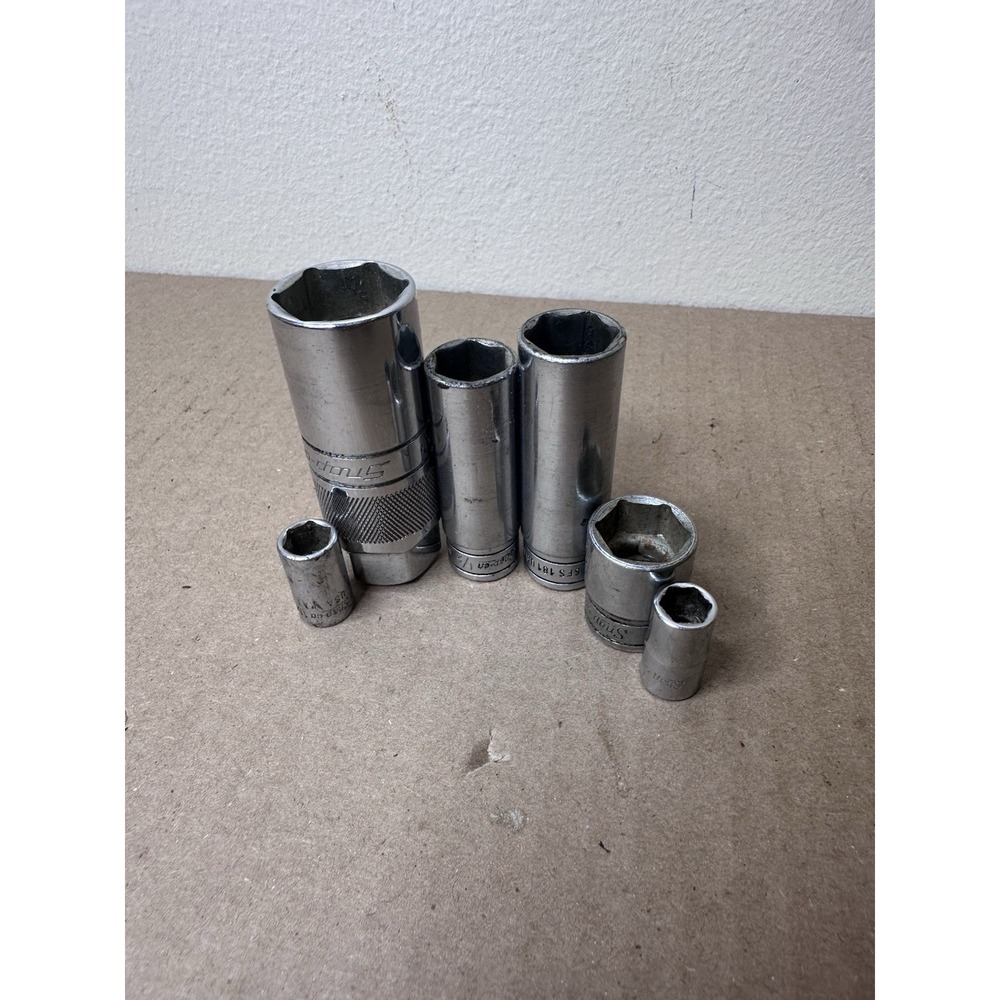 Snap-on 7pc 6 Point Socket Lot SAE Deep 13/16 Spark Plug S9704KA USA